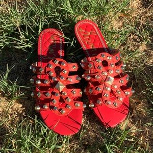 Sam Edelman orange sandal slides with studs
